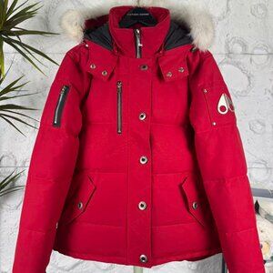 Moose knuckles Red Women Parka with White Fur Hood